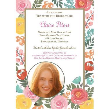 Custom Bright Floral Photo Invitations
