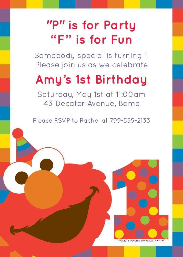 Custom Elmo 1st Birthday Invitations