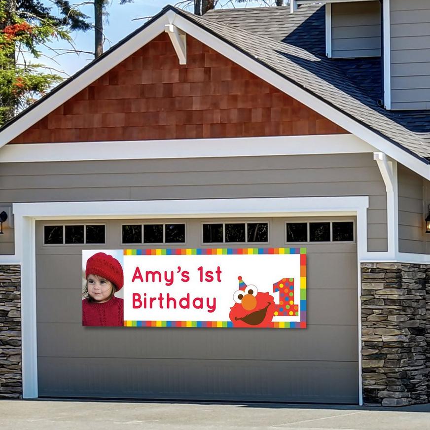 Custom Elmo 1st Birthday Photo Horizontal Banner