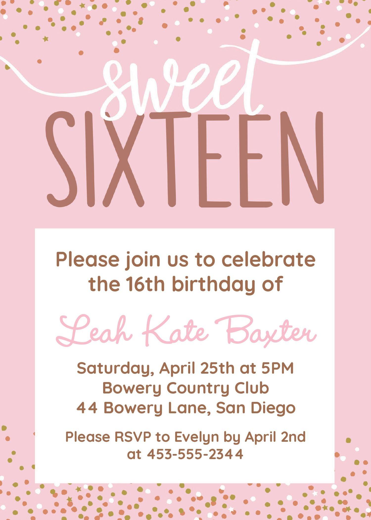 custom made sweet 16 scroll invitations