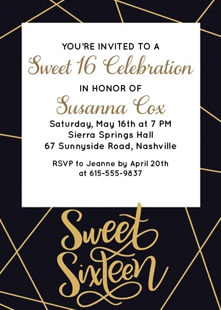 Custom Elegant Sweet 16 Invitations