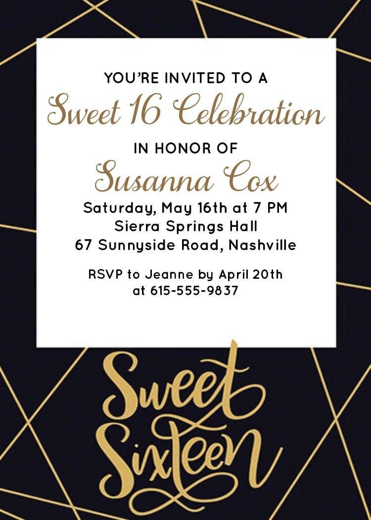 Sweet deals sixteen invitations