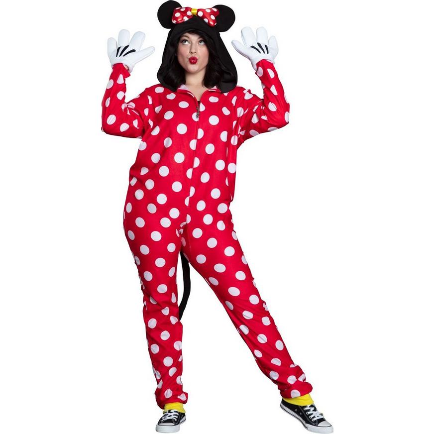 Adult Minnie Mouse Costume Women Party Fancy Dress Red Polka Dot Outfit U213 