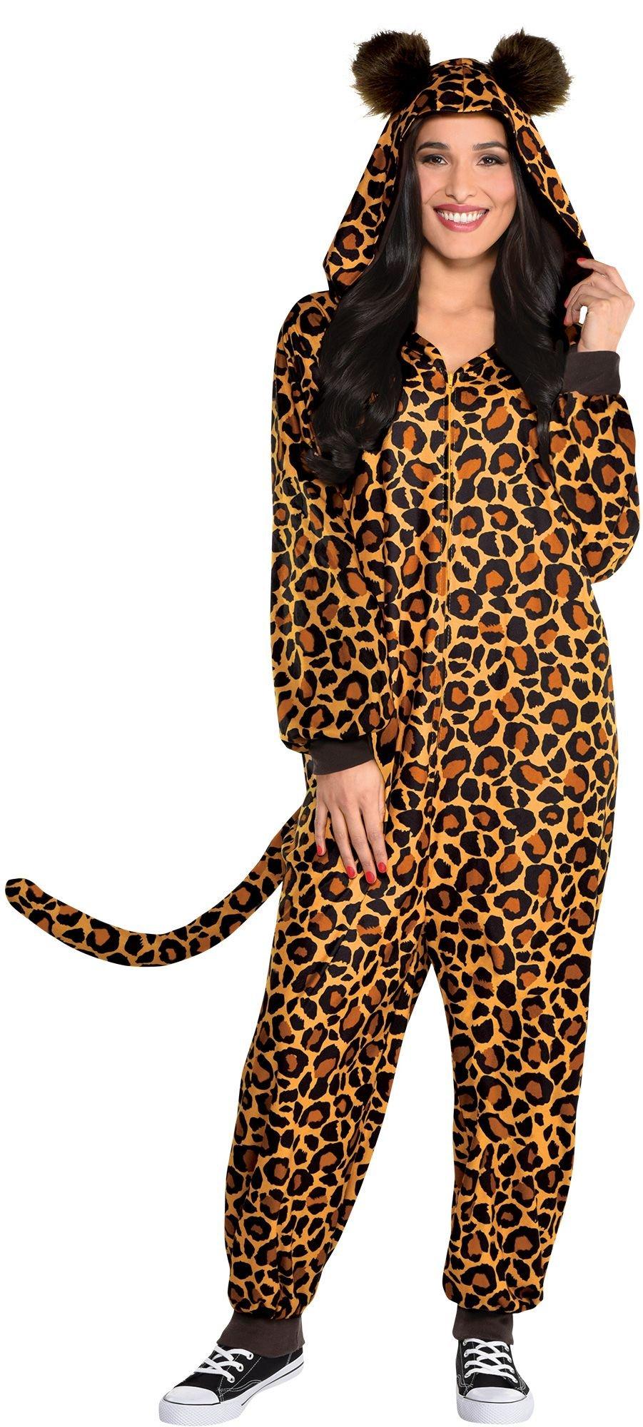 Adult Zipster Leopard Print One Piece Costume