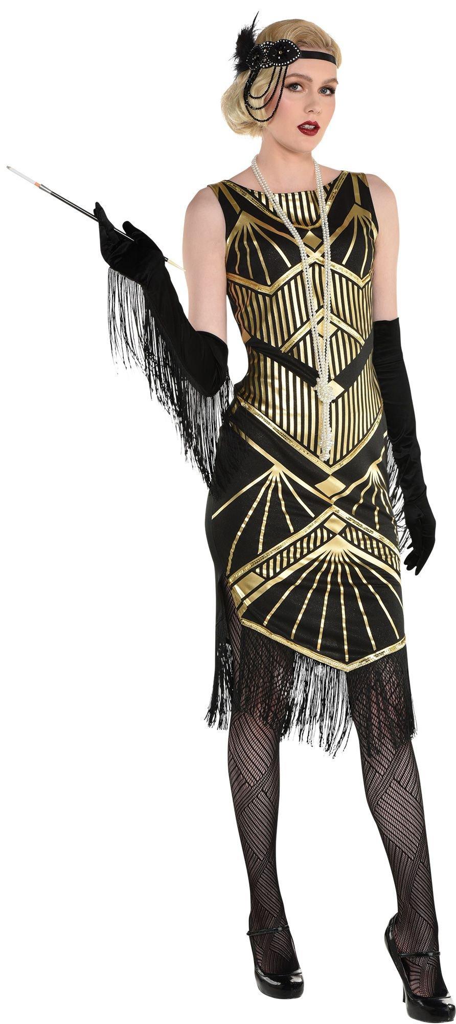 Adult Roaring 20s Gold Art Deco Flapper Costume Party City