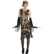 Adult Roaring 20s Gold Art Deco Flapper Costume
