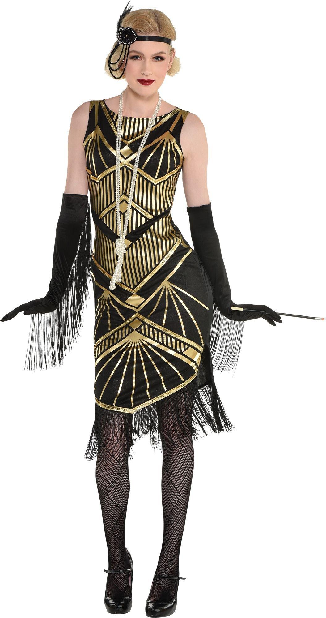 Adult Roaring 20s Gold Art Deco Flapper Costume | Party City