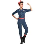 Adult Rosie the Riveter Denim Jumpsuit Costume