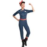 Adult Rosie the Riveter Denim Jumpsuit Costume