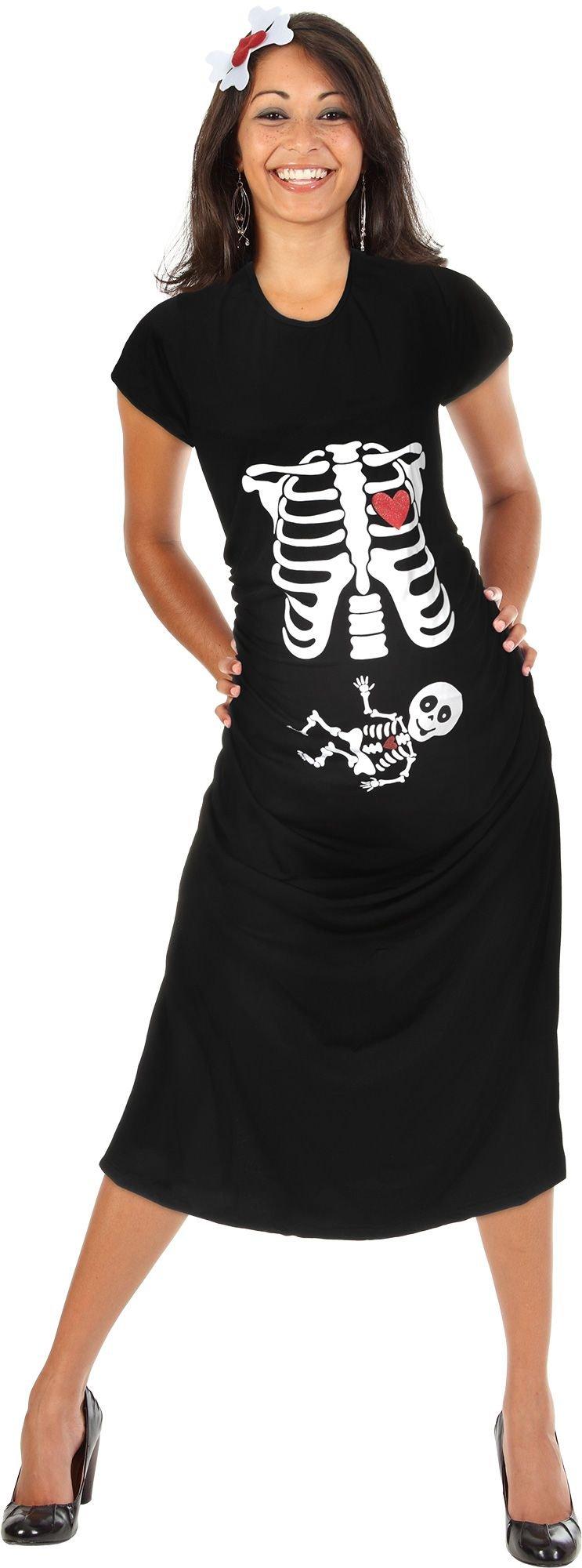 Almar Sales Company Skeleton Maternity Halloween Costume for Women, Includes Midi-Length Dress and Headband