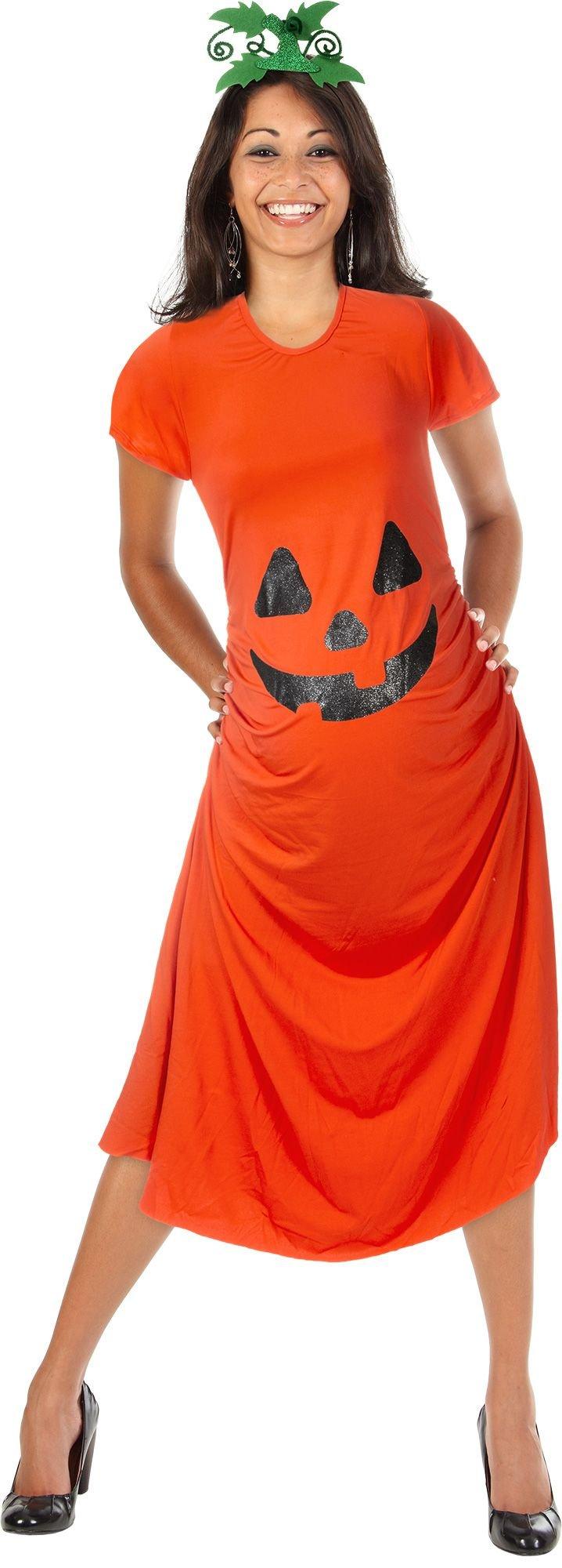 Almar Sales Pumpkin Maternity Halloween Costume for Women, Medium, Includes Midi-Length Dress and Headband