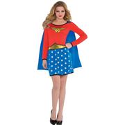 Adult Long-Sleeve Wonder Woman Dress with Cape