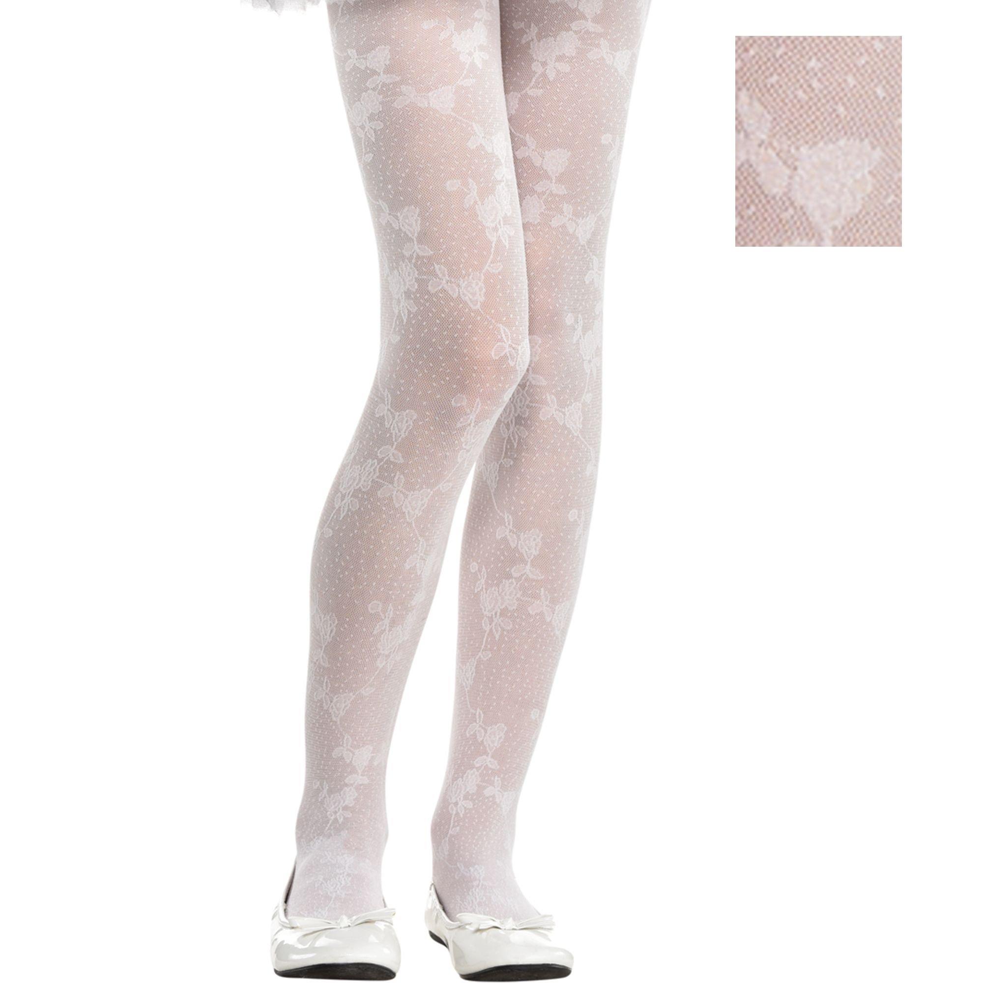 Kids' White Lace Tights