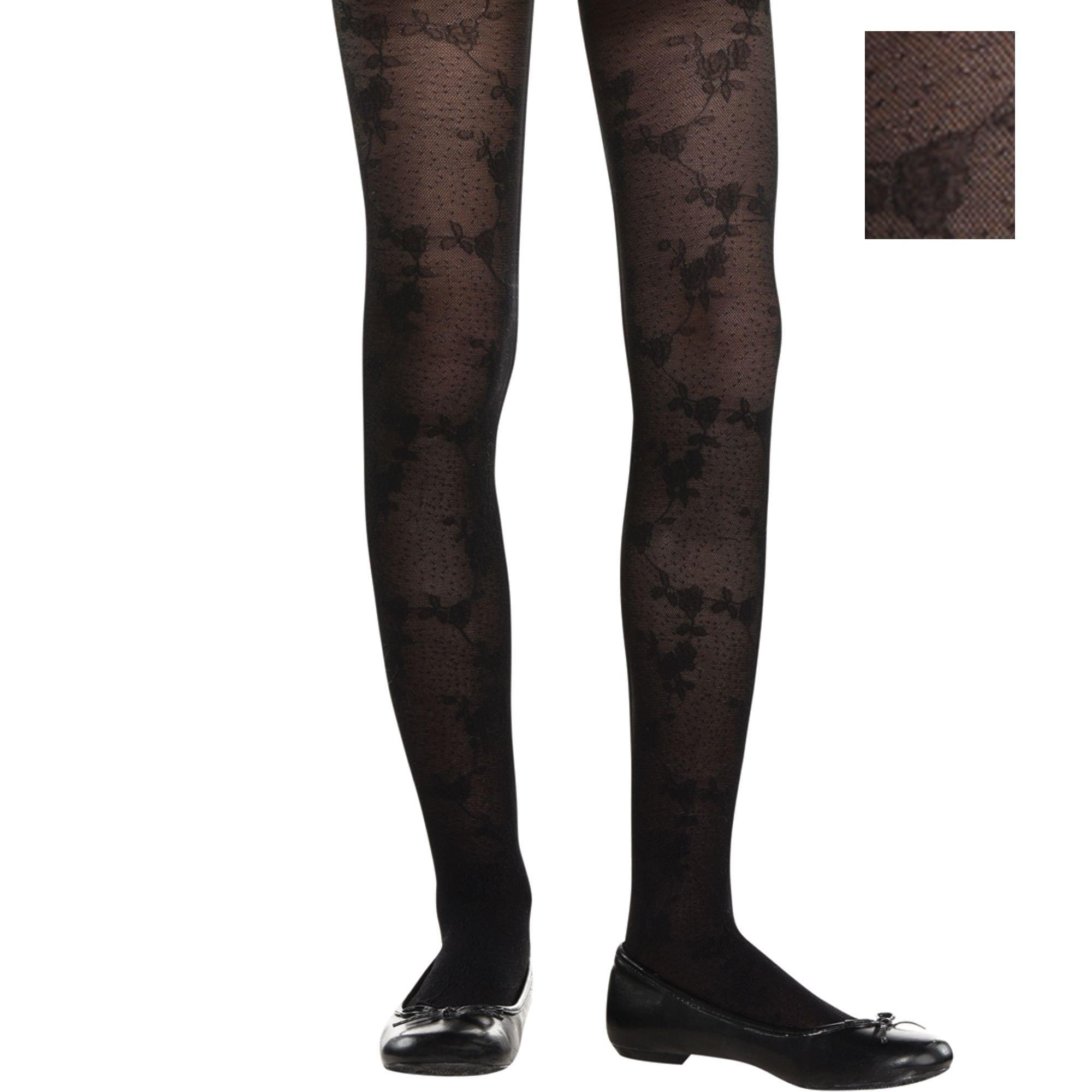 Kids' Black Lace Tights