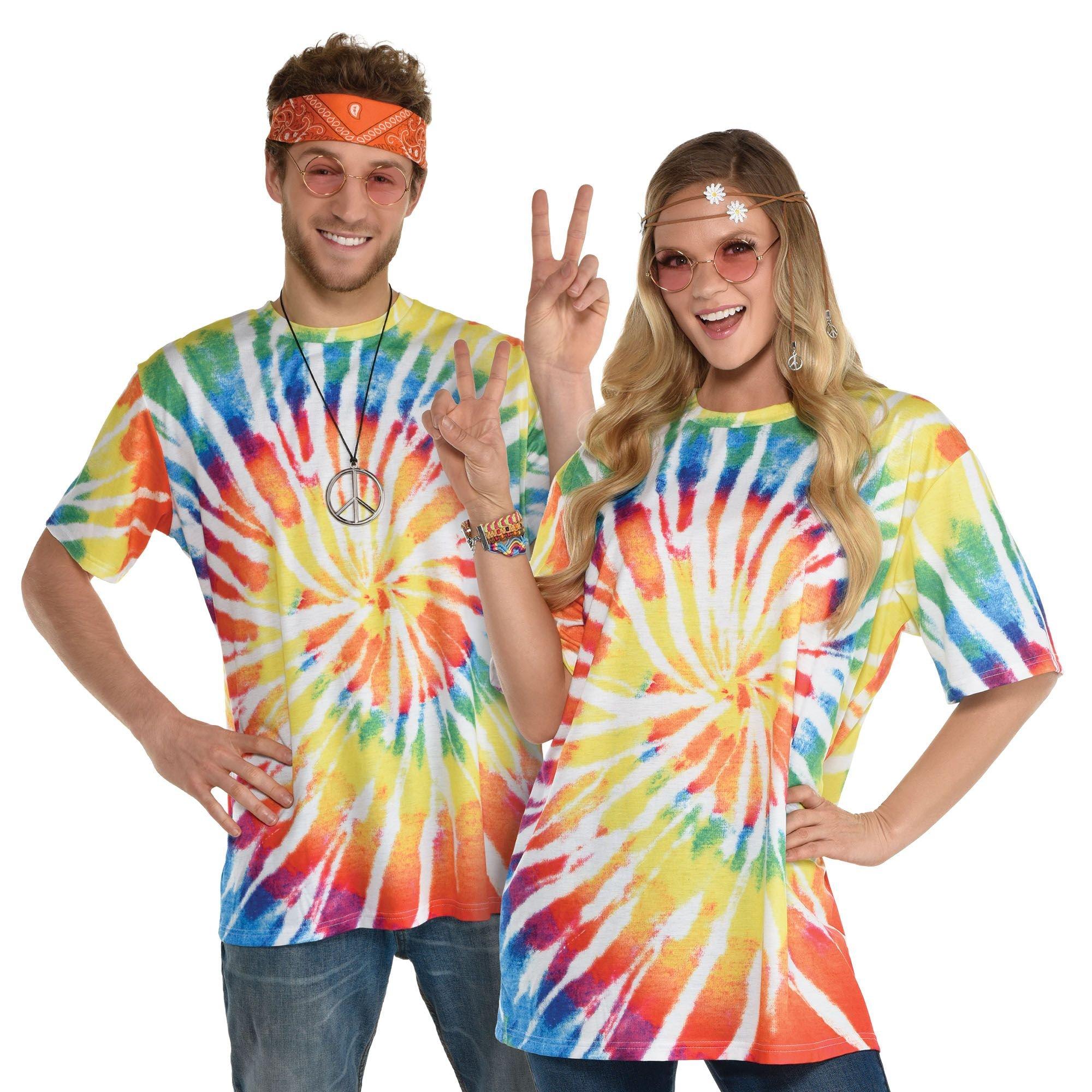 Voor type Installatie Top 60s Hippy Tie-Dye T-Shirt for Adults | Party City