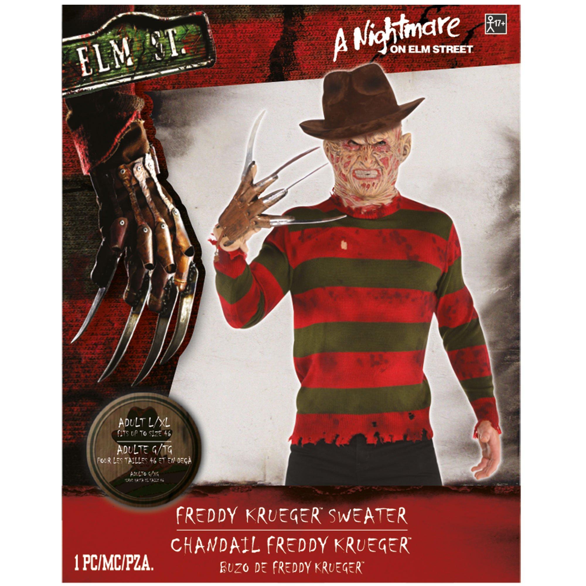 A Nightmare on Elm Street Freddy Kruger Long Sleeve Sweater, Red