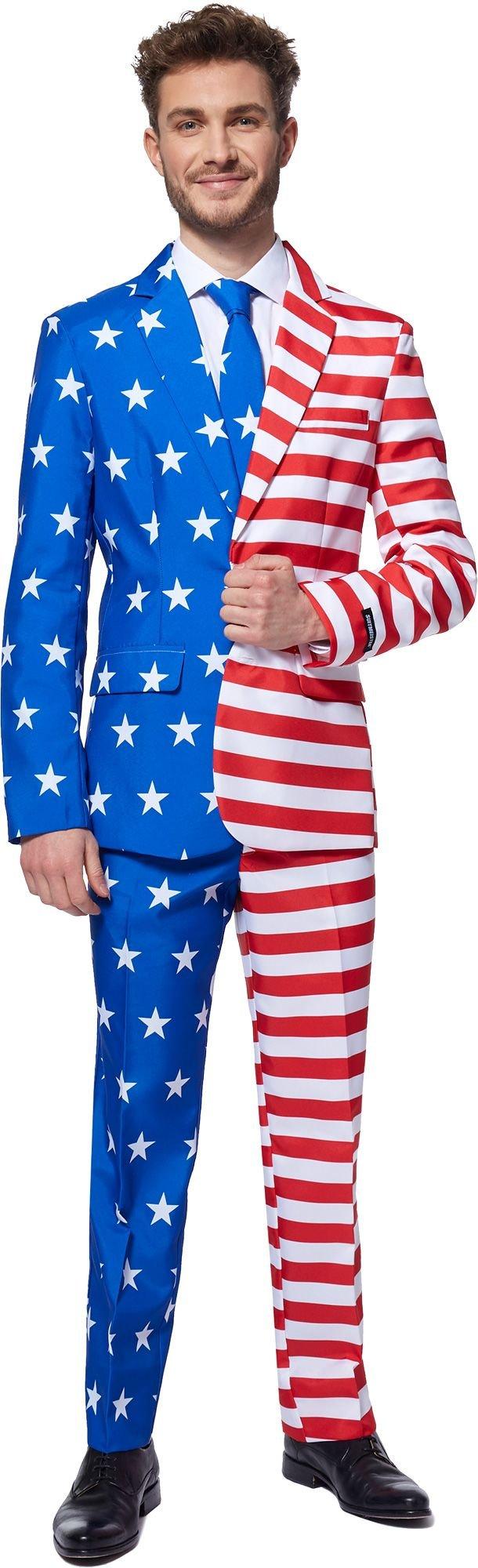 overliggende hundehvalp Selskabelig Adult Americana Suit | Party City