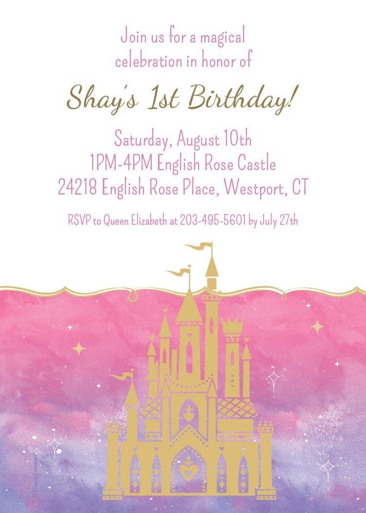 Custom Once Upon a Time Disney Princess 1st Birthday Invitations