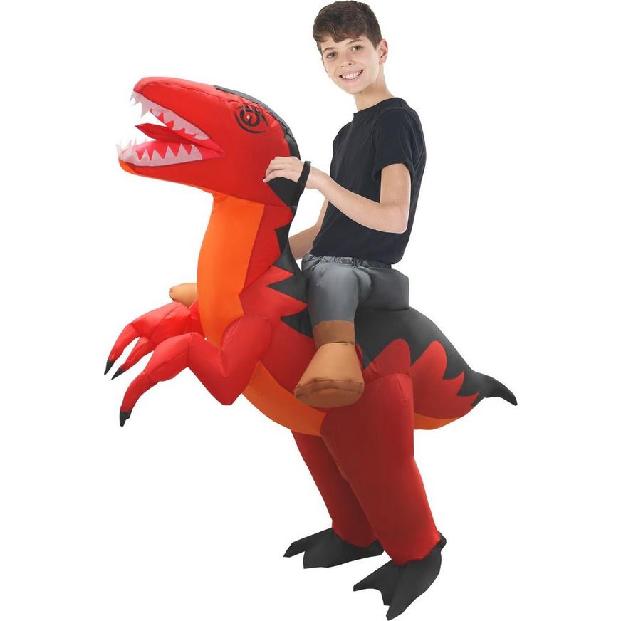 Inflatable Red Raptor Ride-On Costume for Kids | Party City