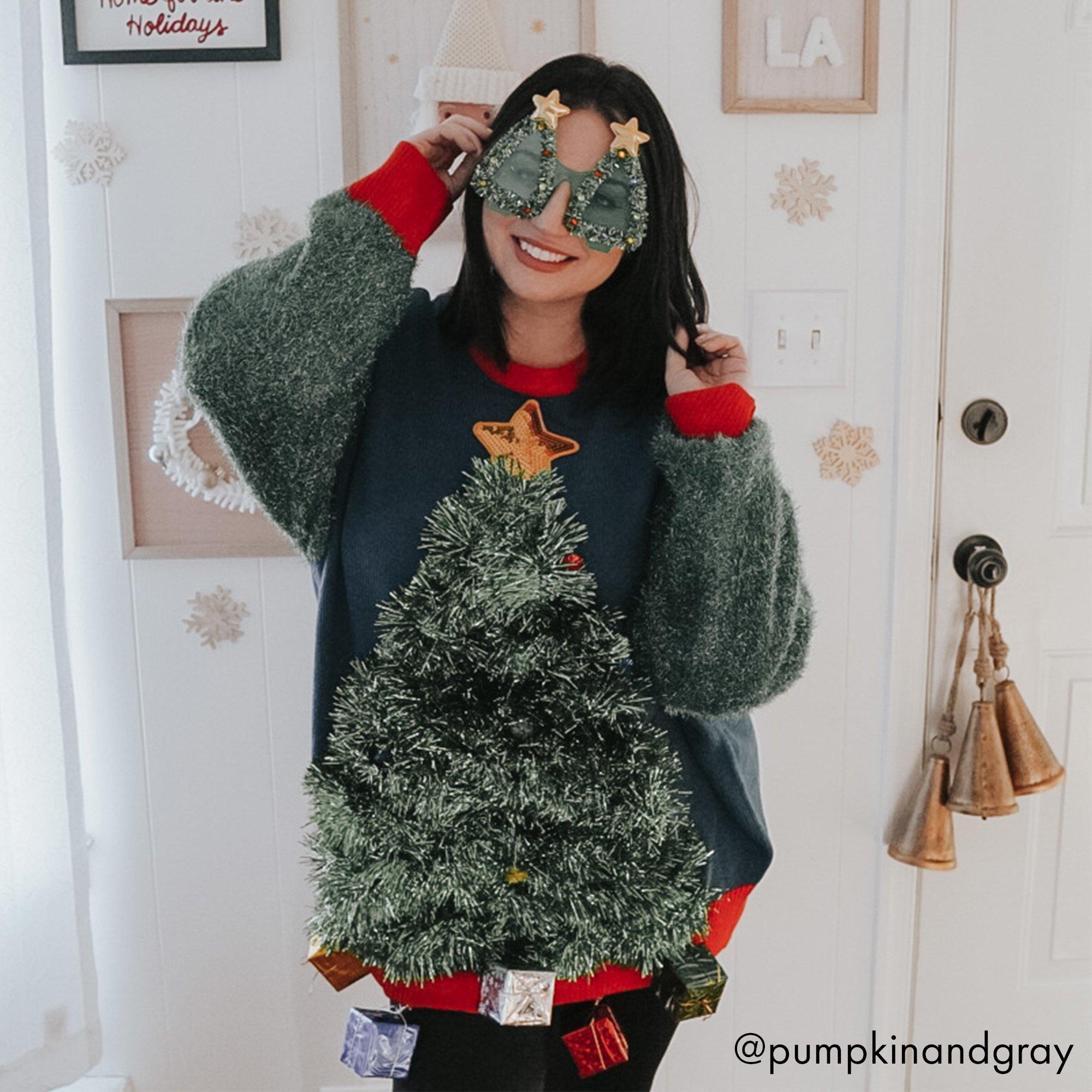 3D Tinsel Tree Ugly Christmas Sweater for Adults