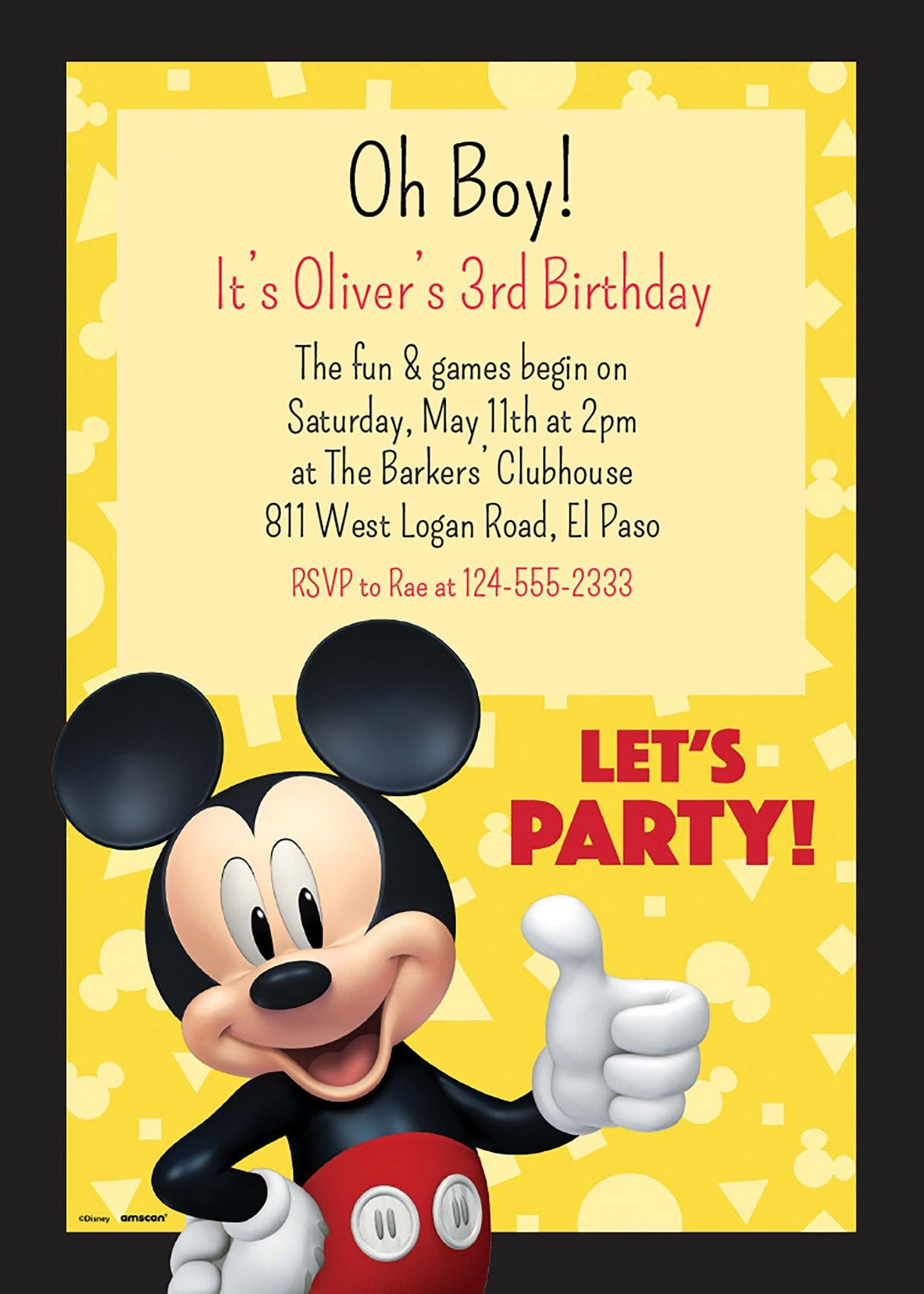 Simple Modern Mickey & Friends Birthday Invitation