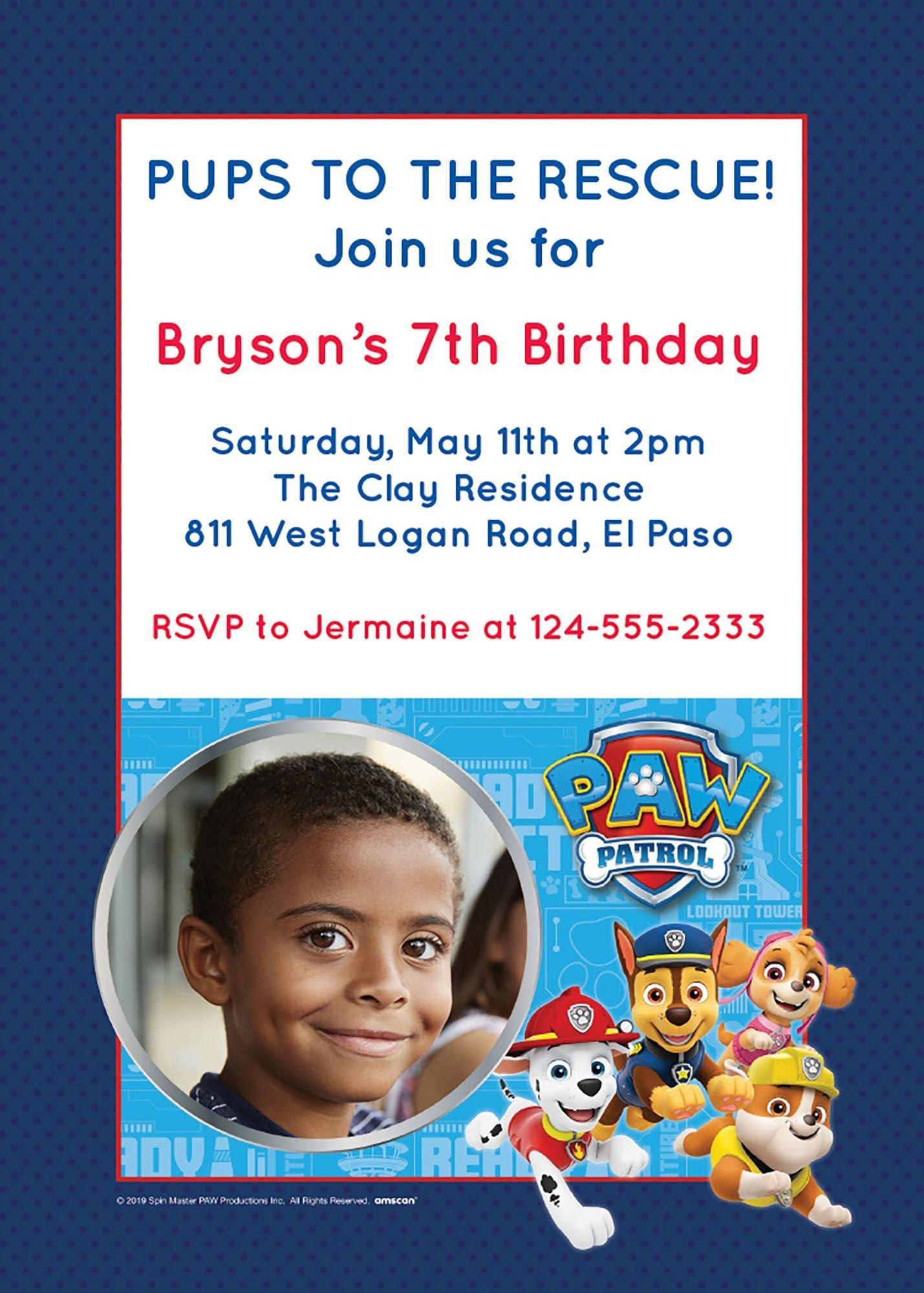 Custom PAW Patrol Adventures Photo Invitations