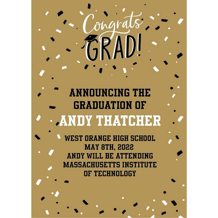 Custom Gold Hats Off Graduation Announcements