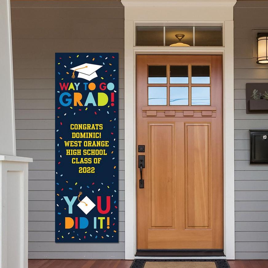 Custom Navy Class of Awesome Graduation Vertical Banner