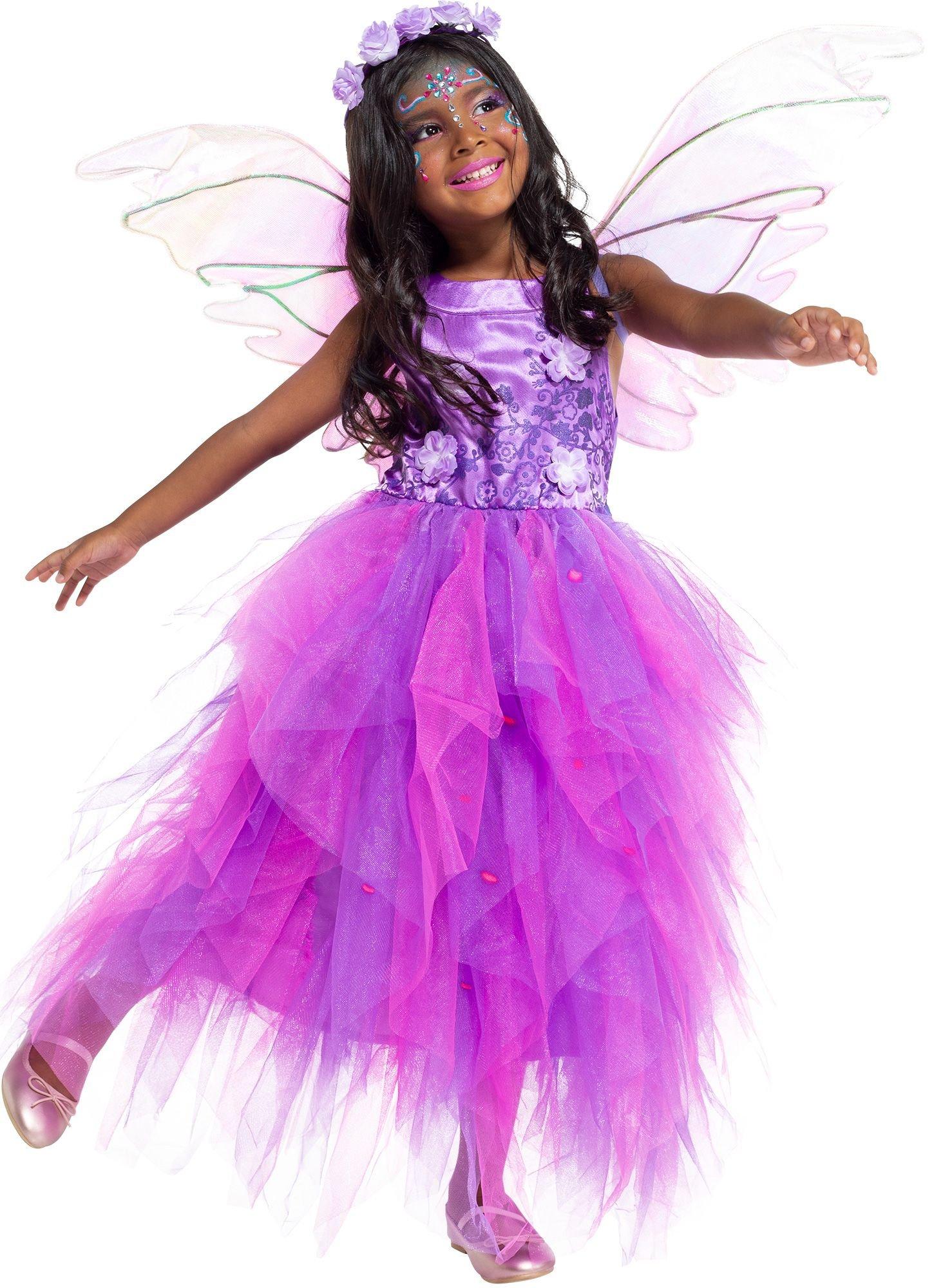 Kid/ Teen Girls Halloween Fun Light Up Costume Comic Flower Fairy Cosplay  Older Sister Role Play Costume Led Glow-in-the-dark Dress With Bag (battery  Not Included) - Temu