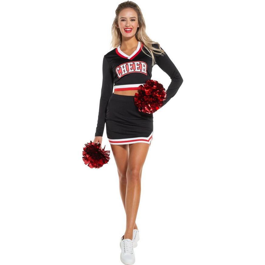 Adult Black & Red Cheerleader Costume