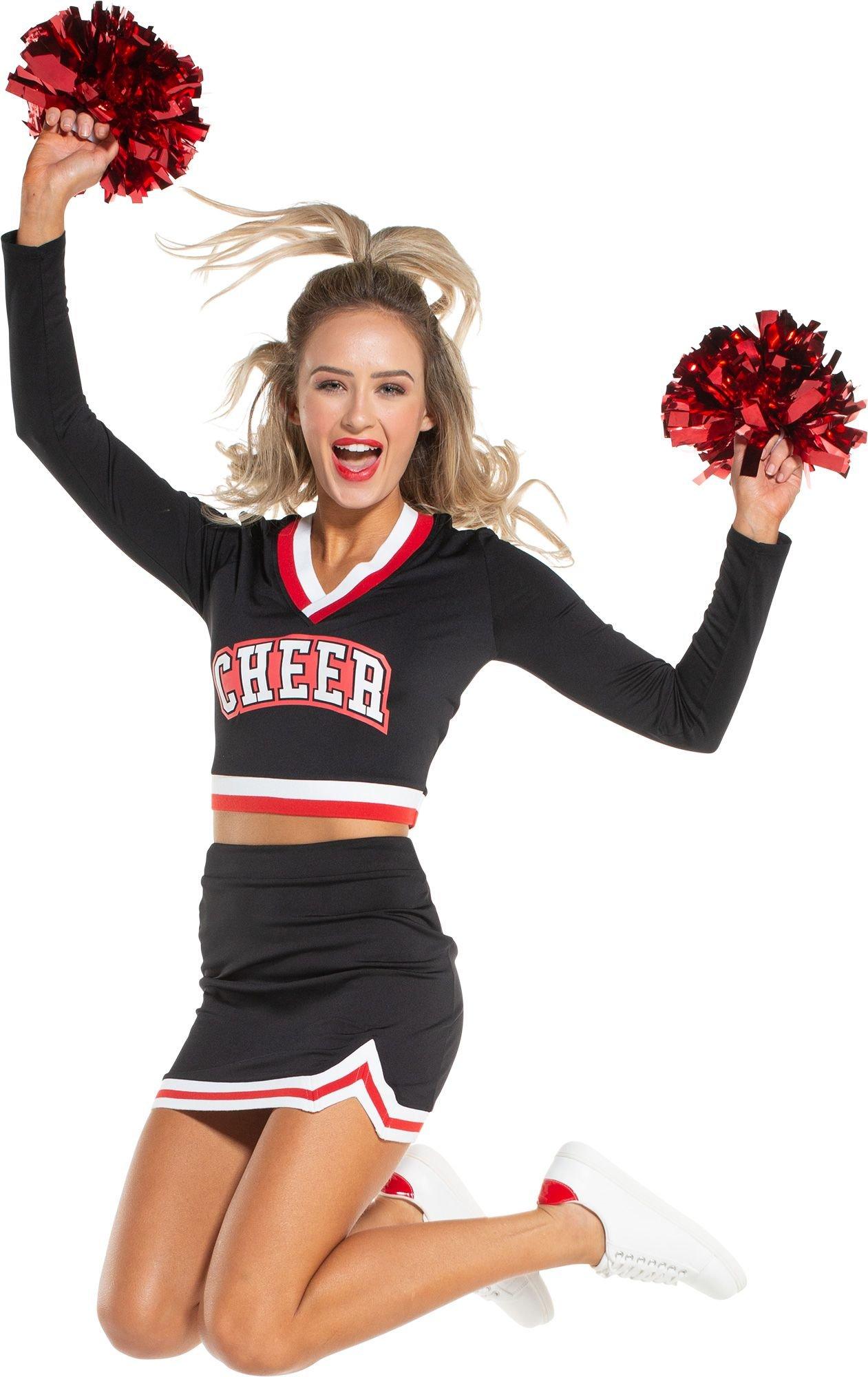 Black & Red Cheerleader Costume for Adults