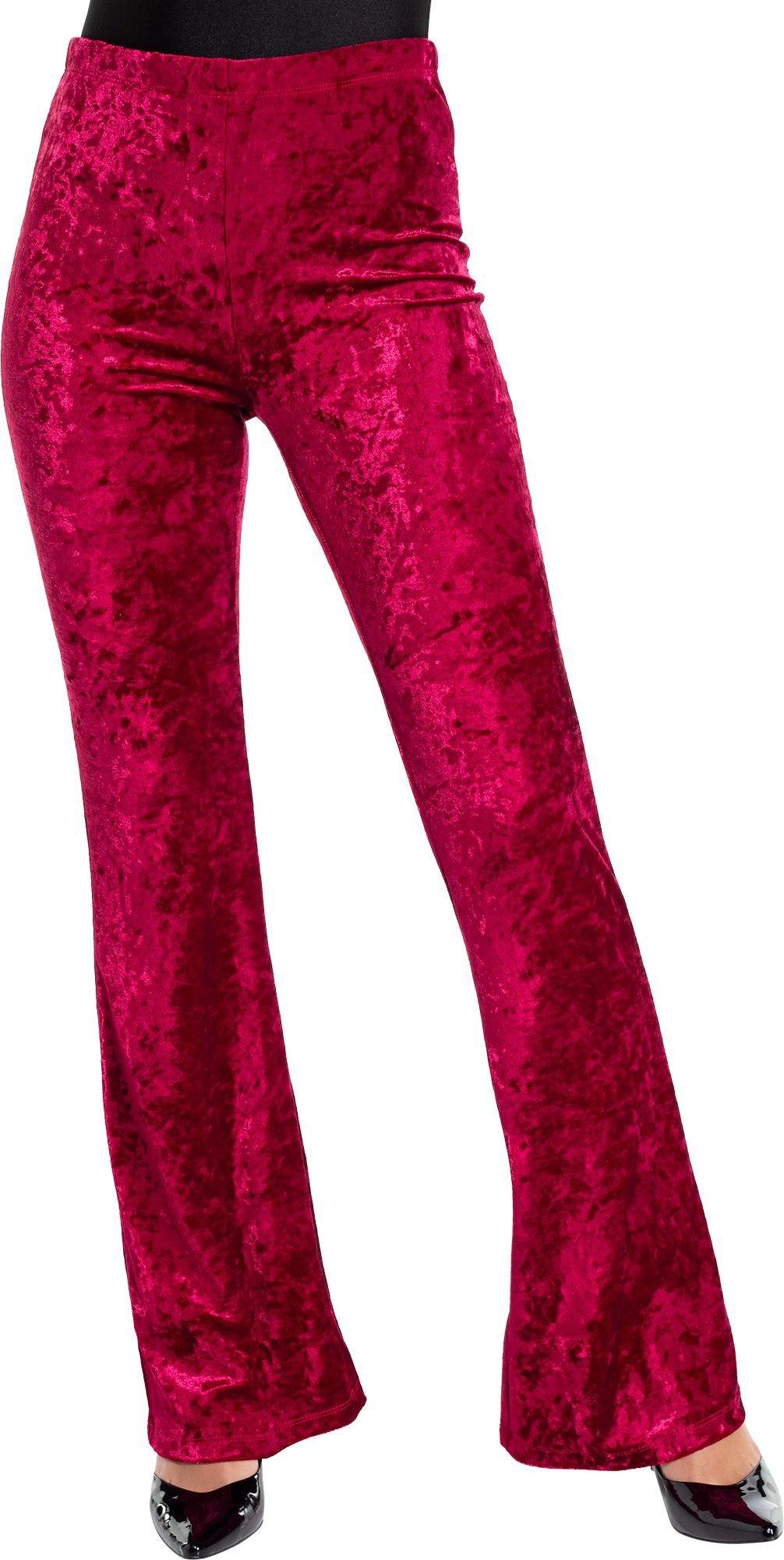 Adult Red Crushed Velvet Flare Pants Party City