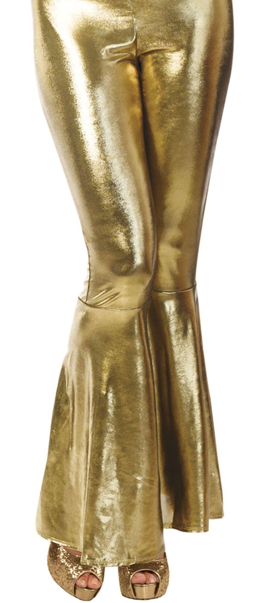 Metallic Gold 70s Bell Bottom Pants for Adults