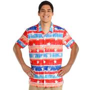 Patriotic Faded Stars & Stripes Button Up Shirt for Adults