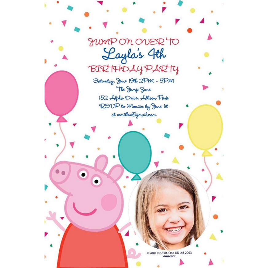 Peppa Pig Party Invitations party supplies Girl Boys inc Envelopes 