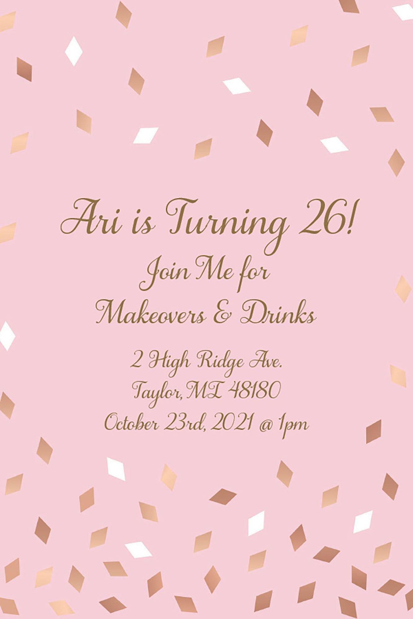 Custom Blush Birthday Invitations