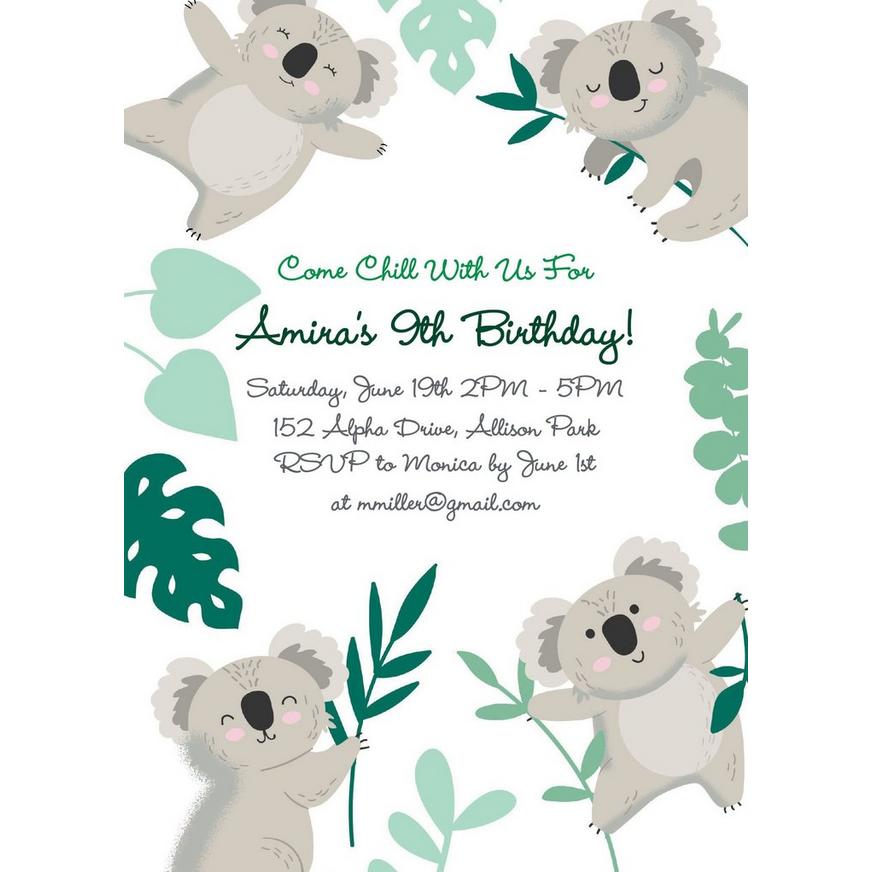 Custom Koala Invitations