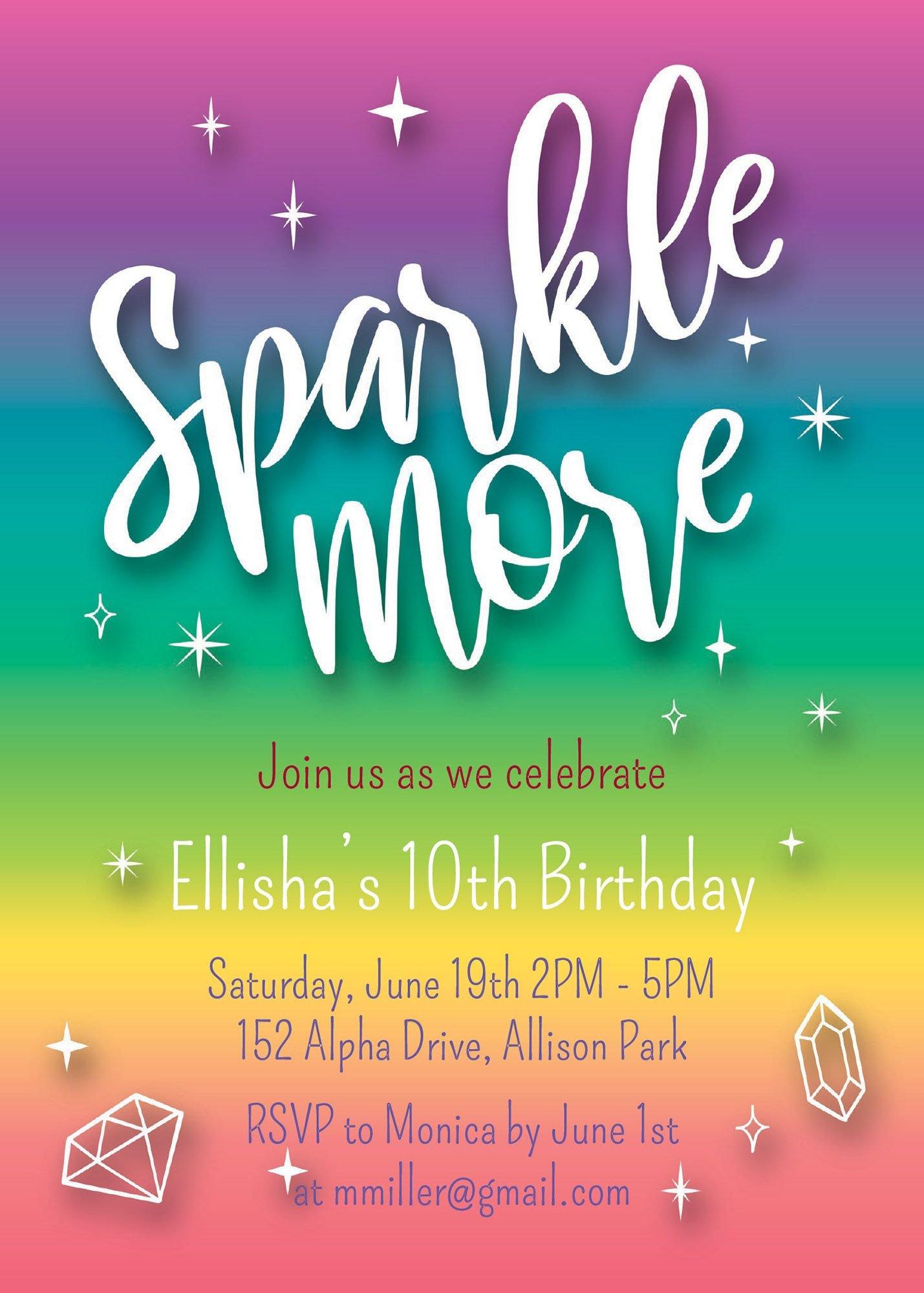 Custom Multicolor Sparkle Invitations Party City