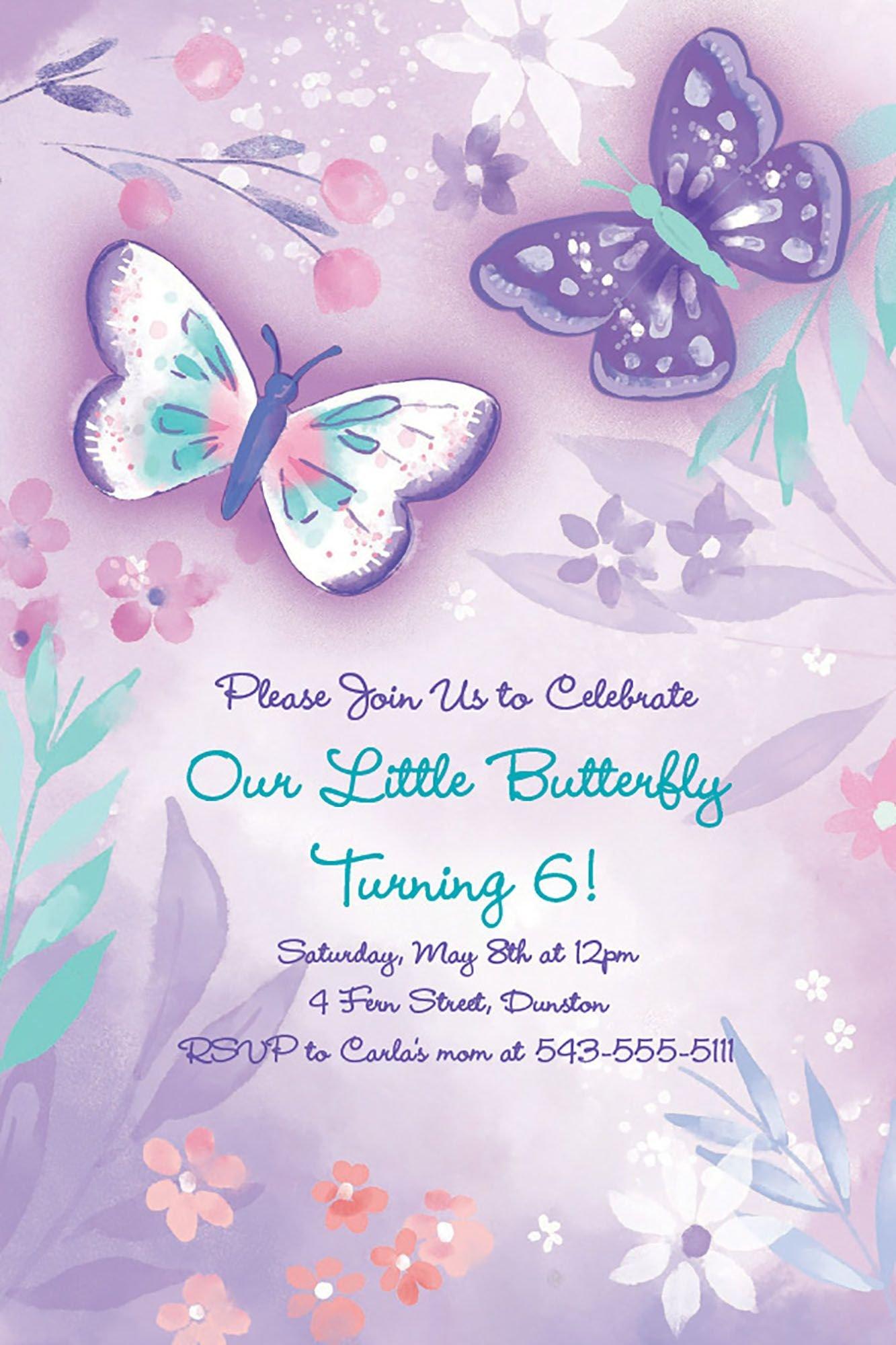 Princess Birthday Invitation Card Butterfly Custom Girl 1st -  Canada