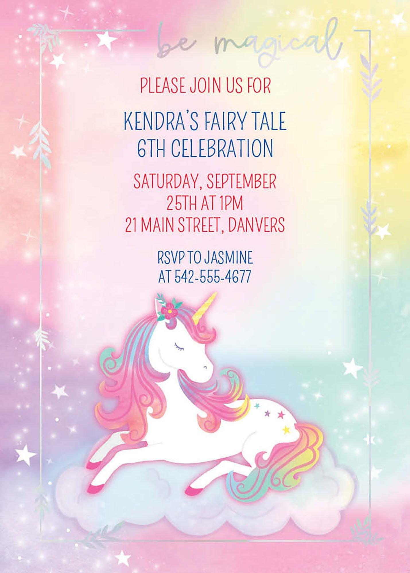 Custom Enchanted Unicorn Cardstock Invitations | Party City