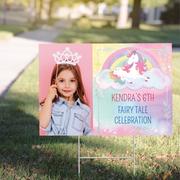 Custom Enchanted Unicorn Plastic Photo Yard Sign