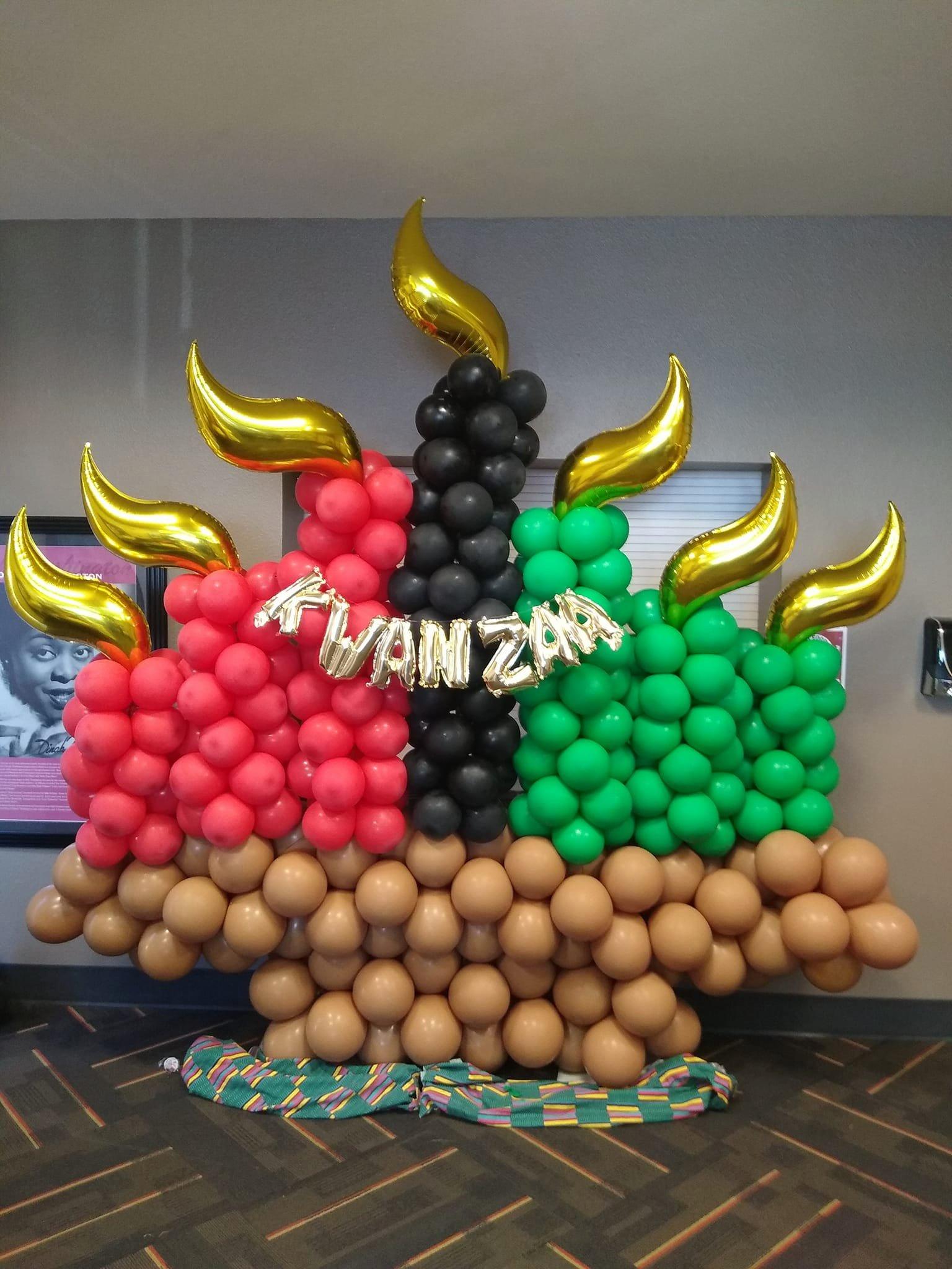Vegas Valley Balloons & Events - Kwanzaa Kinara Balloon Display