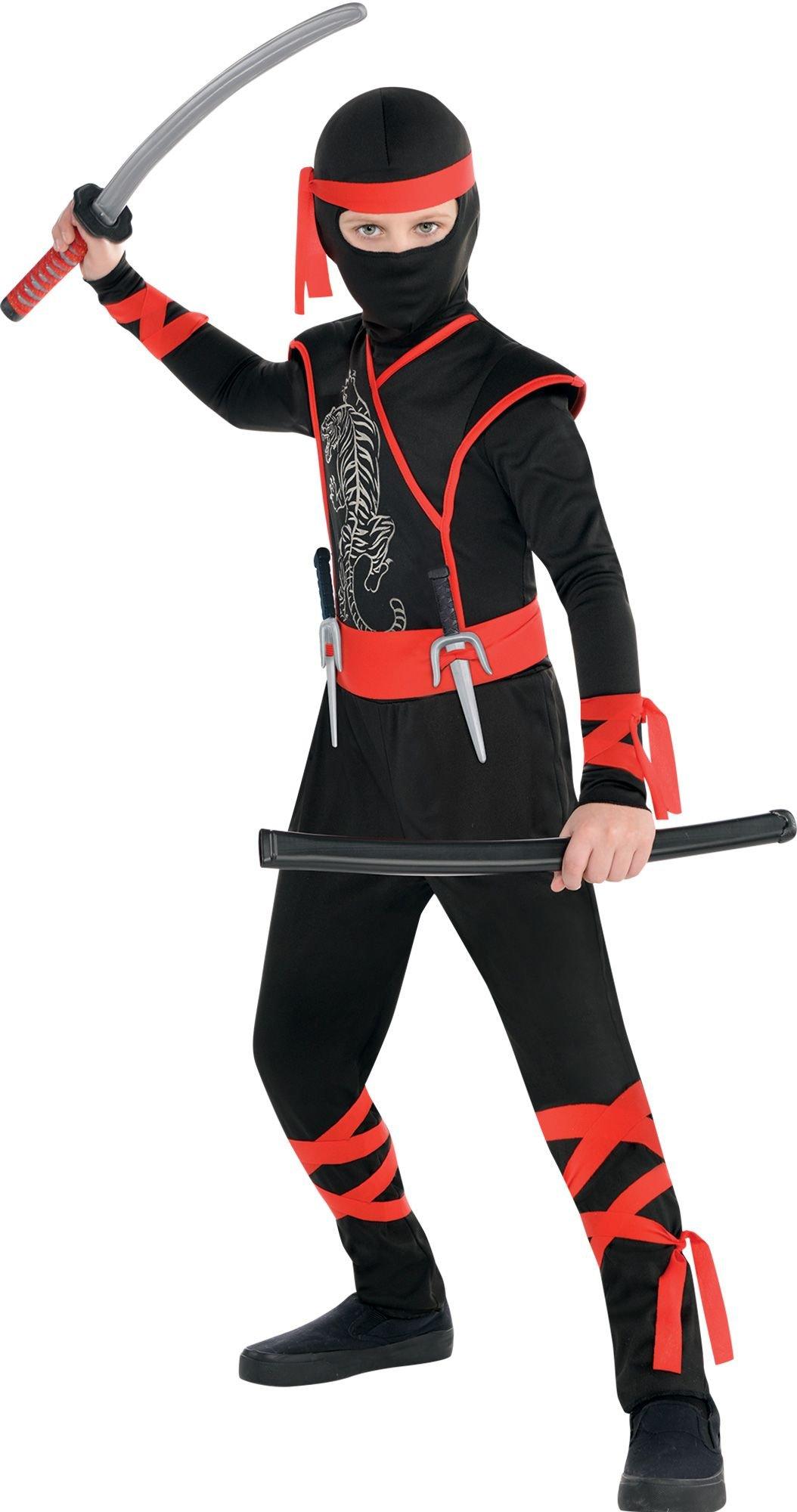 Kids Gold and Black Ninja Costume With Backpack