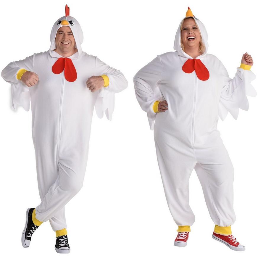 Adult Chicken One Piece Zipster Costume - Plus Size