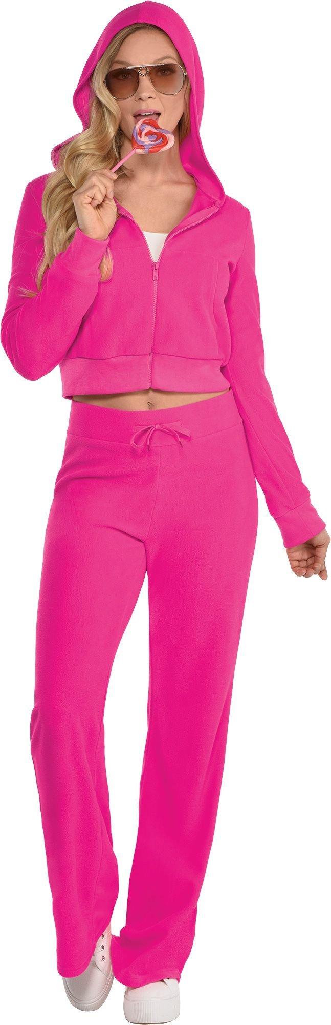 Adult Pink Couture Cutie Velour Tracksuit Costume Party City