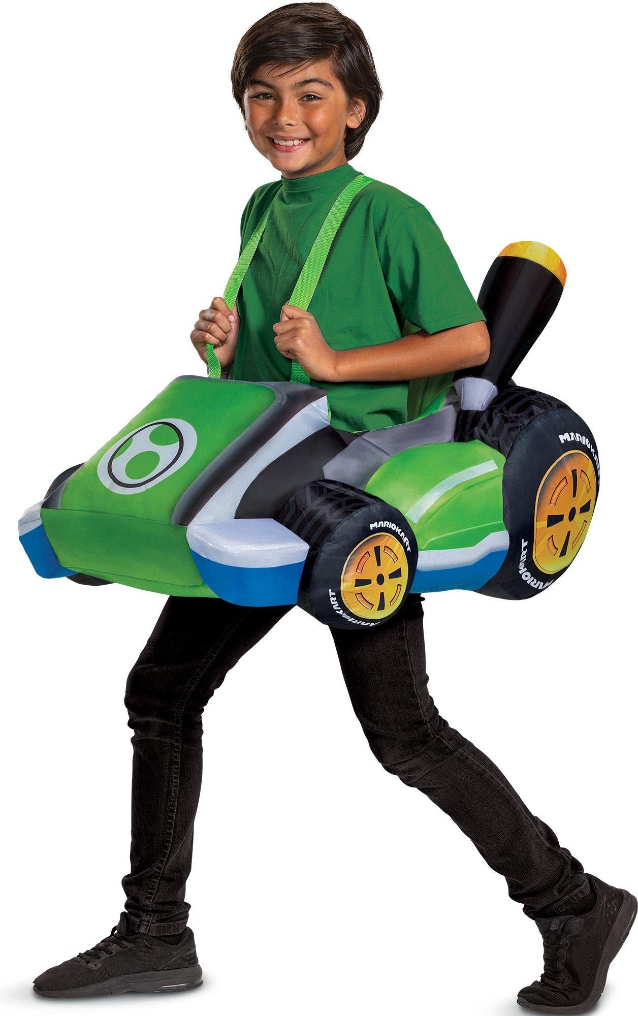 Mädchen Jungen Mario Cartoon Rennen Karting Auto 90s Kostüm Outfit 5-6 Jahr