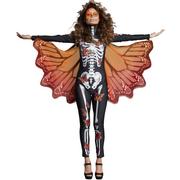 Black & Red Skeleton Catsuit with Butterflies for Adults - Day of the Dead