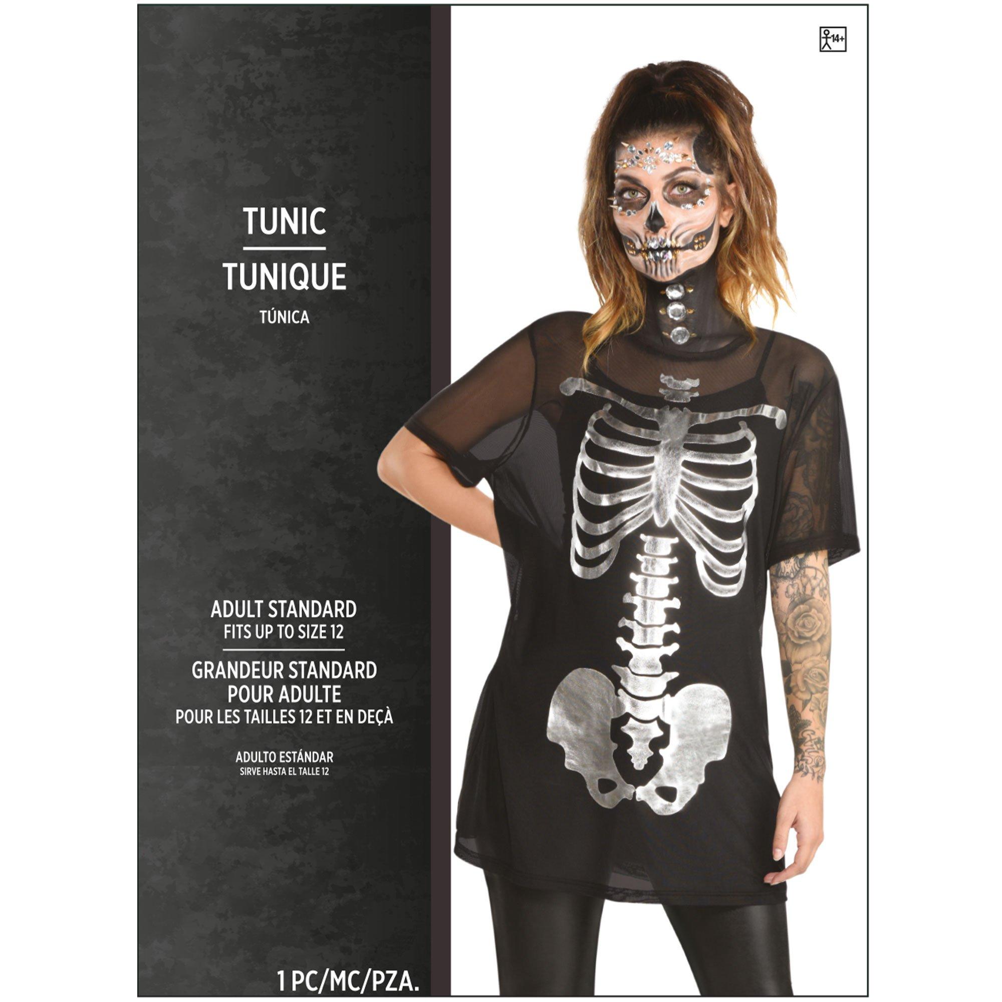 Metallic Skeleton Mesh T-shirt Dress for Adults