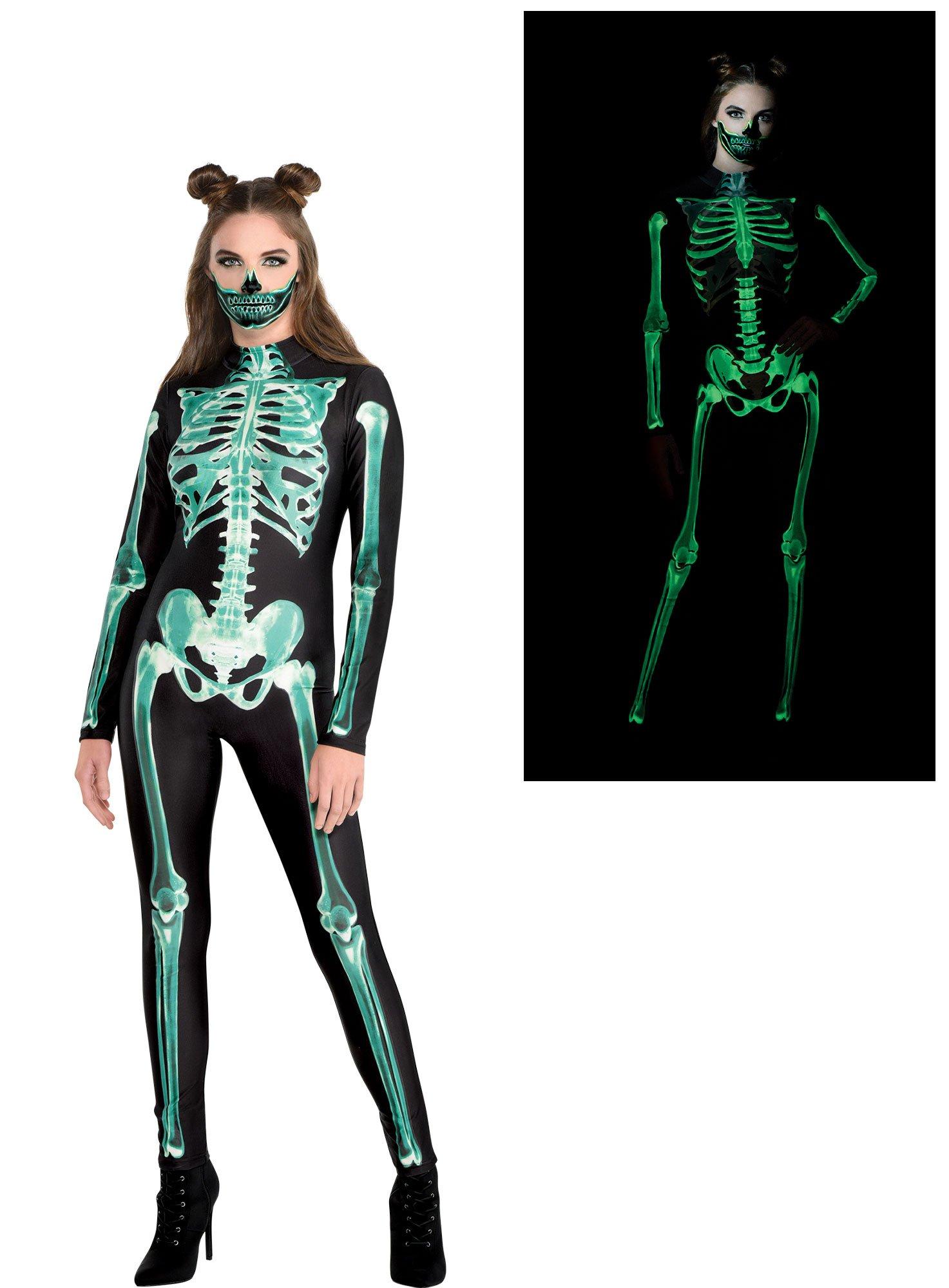 Glow-in-the-Dark Skeleton Catsuit for Adults