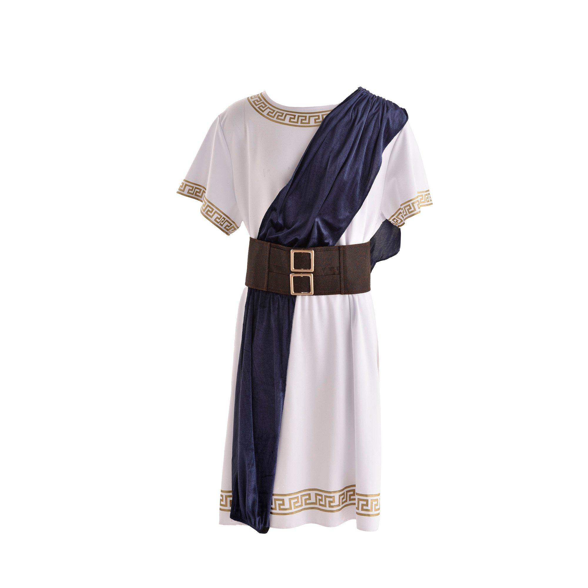 White & Gold Toga with Blue Velour Sash for Adults